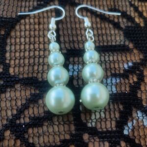Mint Green Faux Pearl Mermaid Dangle Earrings
